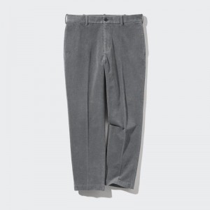 Uniqlo Smart Corduroy Ankle Length Men Trousers Grey US | FZWO-20936