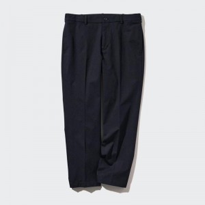 Uniqlo Smart Cotton Ankle Length (Long) Men Trousers Navy US | JULW-41730