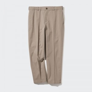 Uniqlo Smart Cotton Ankle Length (Long) Men Trousers Beige US | GIPH-71492