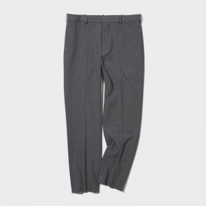 Uniqlo Smart Wool-Like Ankle Length (Long) Men Trousers Grey US | BJAK-18305