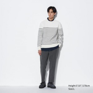 Uniqlo Smart Wool-Like Ankle Length Men Trousers Grey US | FMIG-46703