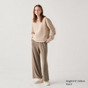 Uniqlo Soft Brushed Easy Women Trousers Dark Brown US | HYQO-51624