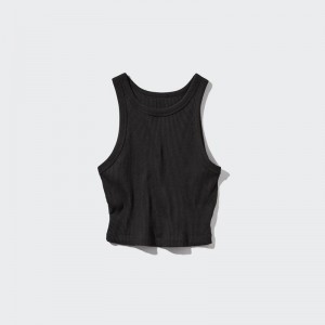 Uniqlo Soft Ribbed Cropped Fit Women Vest Top Black US | VZMA-58431