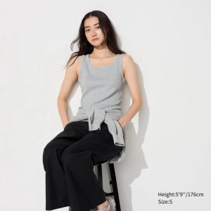 Uniqlo Soft Ribbed Women Vest Top Grey US | RZWV-43756