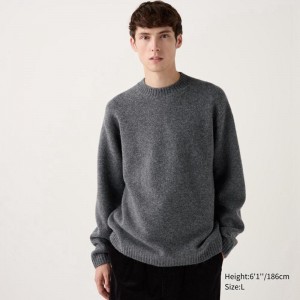 Uniqlo Soufflé Yarn Crew Neck Men Jumper Grey US | YJCM-87309