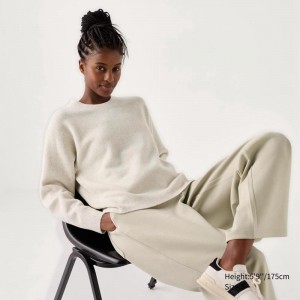 Uniqlo Soufflé Yarn Crew Neck Women Jumper Off White US | IJZP-24783