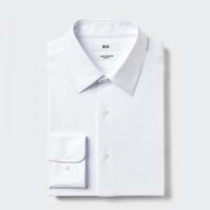 Uniqlo Super Non-Iron Jersey Slim Fit (Regular Collar) Men Shirts White US | CNFR-40671