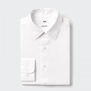 Uniqlo Super Non-Iron Regular Fit (Regular Collar) Men Shirts White US | ANML-90342