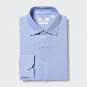 Uniqlo Super Non-Iron Regular Fit (Semi-Cutaway Collar) Men Shirts Light Blue US | JXGW-34172