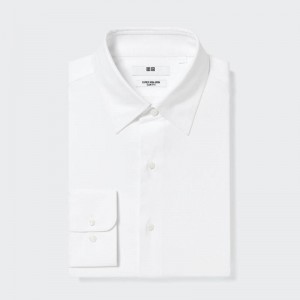 Uniqlo Super Non-Iron Slim Fit (Regular Collar) Men Shirts White US | OBAY-15736