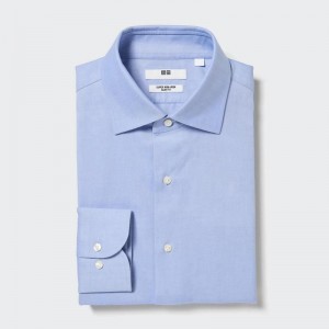 Uniqlo Super Non-Iron Slim Fit (Semi-Cutaway Collar) Men Shirts Light Blue US | MRIH-38712