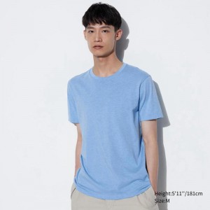 Uniqlo Supima Cotton Crew Neck Men T-Shirt Blue US | UNXG-86471