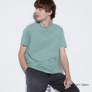 Uniqlo Supima Cotton Crew Neck Men T-Shirt Green US | BXMP-26950