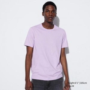 Uniqlo Supima Cotton Crew Neck Men T-Shirt Purple US | NZMD-24715