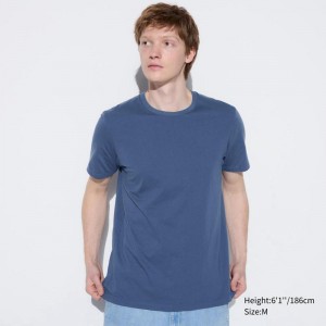 Uniqlo Supima Cotton Crew Neck Men T-Shirt Blue US | SIWB-76091