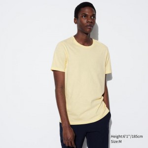 Uniqlo Supima Cotton Crew Neck Men T-Shirt Yellow US | QMNL-91238