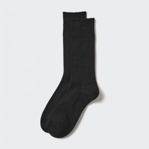 Uniqlo Supima Cotton (Piqué) Men Socks Black US | SJRI-85379