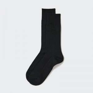 Uniqlo Supima Cotton (Piqué) Men Socks Black US | WLDJ-85049