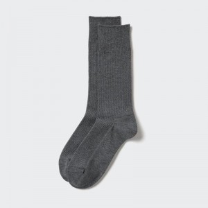 Uniqlo Supima Cotton (Piqué) Men Socks Dark Grey US | EDTQ-19854