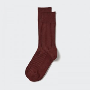 Uniqlo Supima Cotton (Wide Ribbed) Men Socks Wine US | ROJI-42167