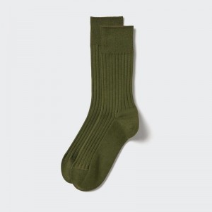 Uniqlo Supima Cotton (Wide Ribbed) Men Socks Green US | QVUC-58263