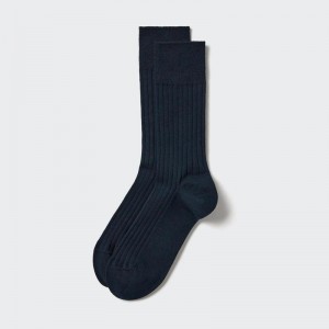 Uniqlo Supima Cotton (Wide Ribbed) Men Socks Blue US | FCED-69281