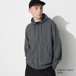 Uniqlo Sweat Full-Zip Men Hoodie Grey US | GBZU-65281