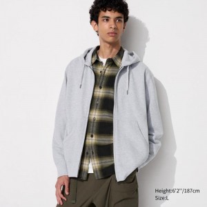 Uniqlo Sweat Full-Zip Men Hoodie Grey US | UINK-47129