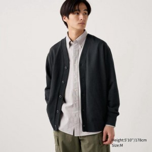 Uniqlo Sweat Men Cardigan Black US | TALG-59067