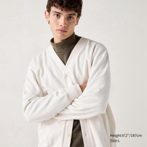 Uniqlo Sweat Men Cardigan Off White US | PUAO-60157