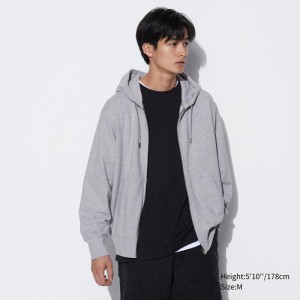 Uniqlo Sweat Zipped Men Hoodie Grey US | EKLP-09875