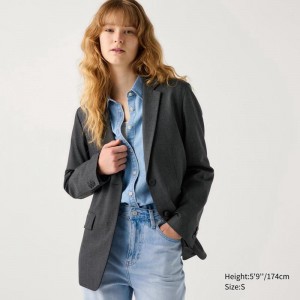 Uniqlo Tailored Women Jackets Dark Grey US | DMRS-62789