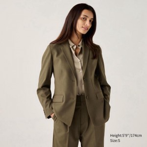 Uniqlo Tailored Women Jackets Olive US | CAZV-42619