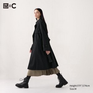 Uniqlo Trench Women Coats Black US | DLZI-63820