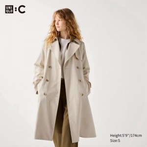 Uniqlo Trench Women Coats Natural US | AZCB-01836