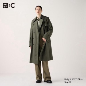 Uniqlo Trench Women Coats Olive US | ETFI-09175