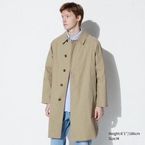 Uniqlo Two-Way Single Breasted Men Coat Beige US | DBZL-40672