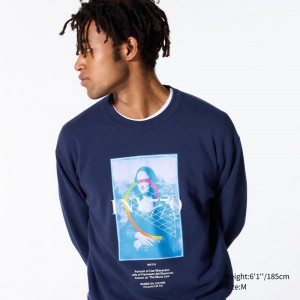 Uniqlo UT Archive Louvre Graphic Men Sweatshirt Navy US | ZDUE-34095