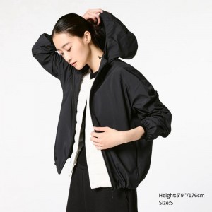 Uniqlo UV Protection Pocketable Women Parka Black US | WCZB-04175