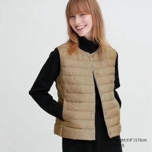 Uniqlo Ultra Light Down Compact Women Down Vest Beige US | XKNG-69310