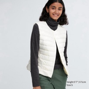 Uniqlo Ultra Light Down Compact Women Down Vest Off White US | VUJW-21578