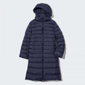 Uniqlo Ultra Light Down Long Women Coats Navy US | KFSA-53149