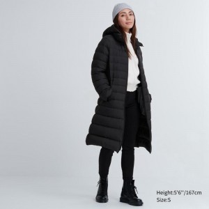 Uniqlo Ultra Light Down Long Women Coats Black US | BQKU-34071