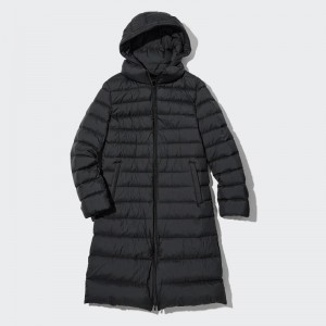 Uniqlo Ultra Light Down Long Women Coats Black US | PMJD-73984