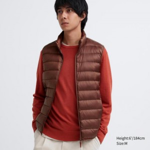 Uniqlo Ultra Light Down Quilted Men Down Vest Dark Orange US | VCMF-36817