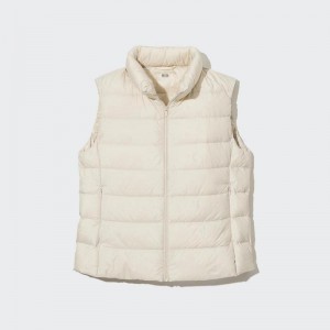 Uniqlo Ultra Light Women Down Vest Off White US | PSHI-54608