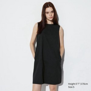 Uniqlo Ultra Stretch AIRism Mini (Sleeveless) Women Dress Black US | QAJO-42907