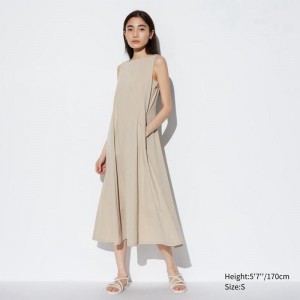 Uniqlo Ultra Stretch AIRism (Sleeveless) Women Dress Beige US | YNXD-76109