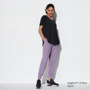 Uniqlo Ultra Stretch AIRism Women Joggers Purple US | OEAV-25189