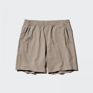 Uniqlo Ultra Stretch DRY-EX Men Shorts Beige US | OUWH-82705